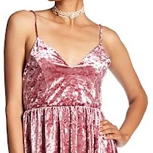 Pink Velvet Strappy Romper - Picture 1 of 5